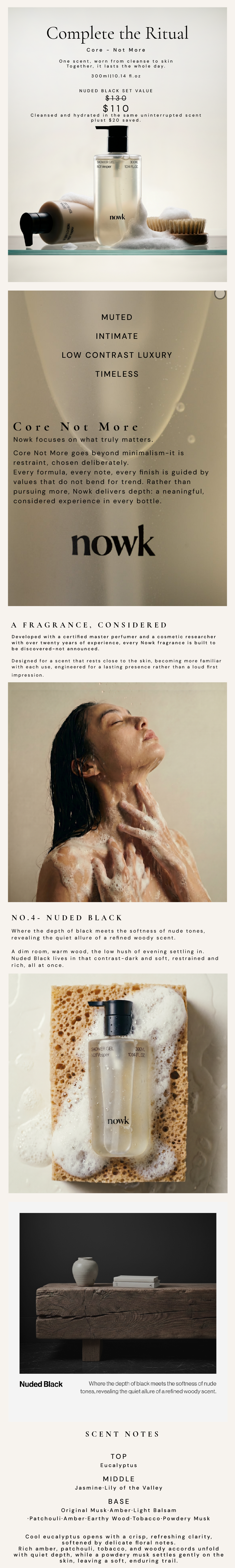 Nowk Nuded Black Set — Shower Gel + Body Lotion Detail