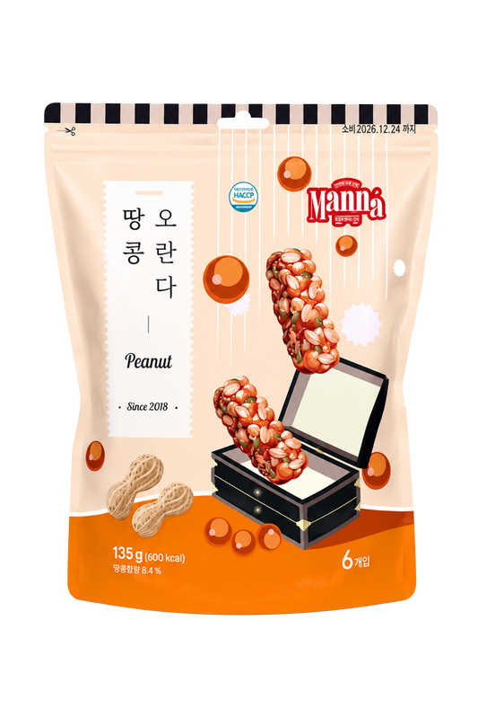 Manna Peanut Oranda – Korean Rice Cracker with Roasted Peanut (6-Pack)