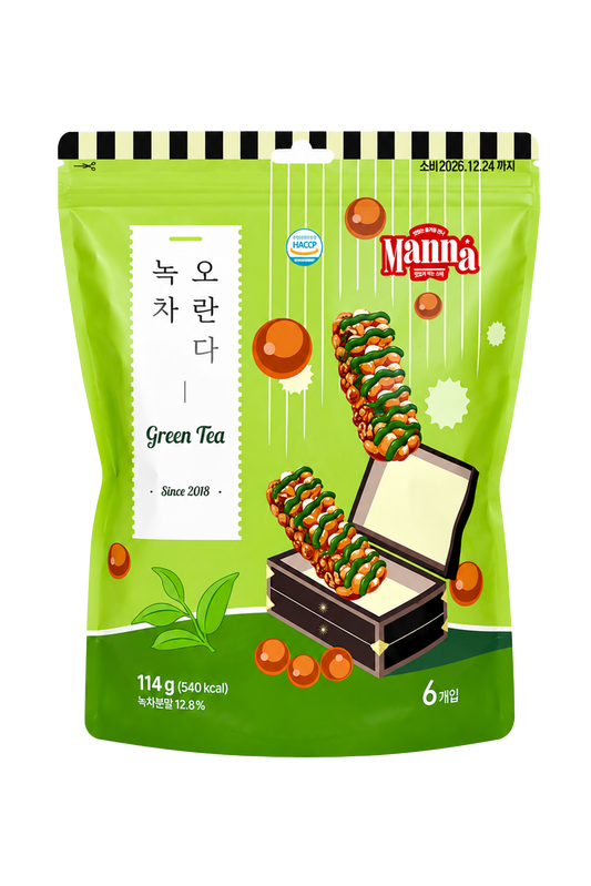 Manna Green Tea Oranda – Korean Rice Cracker with Green Tea (6-Pack)